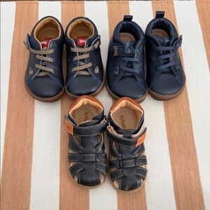 Kids Navy Leather Shoe Bundle, size 23/24
